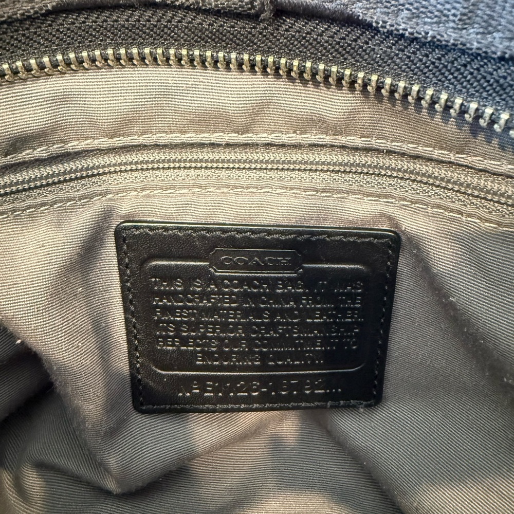 Coach Signature Black Canvas Shoulder Hobo with Silver Hardware - Picture 6 of 12